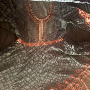 Biba Black and Red Long Sleeve Dress